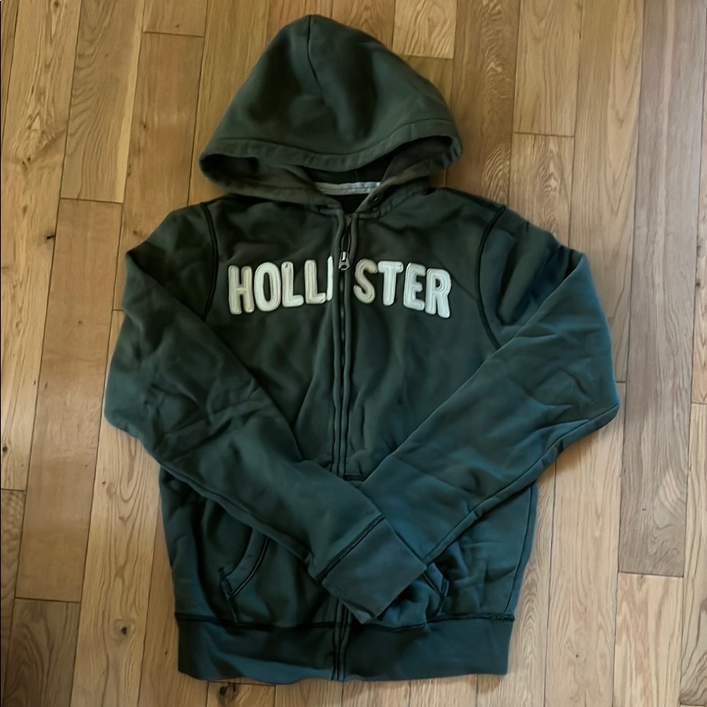 Hollister Dark Green Zip-Up Hoodie